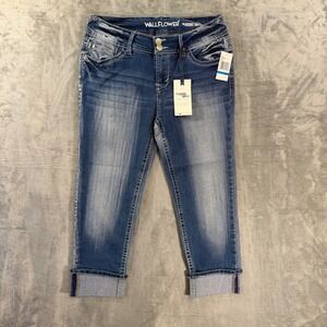 New Wallflower Luscious Curvy Fit Crop Jeans Women's Size 9 Blue Faded Denim